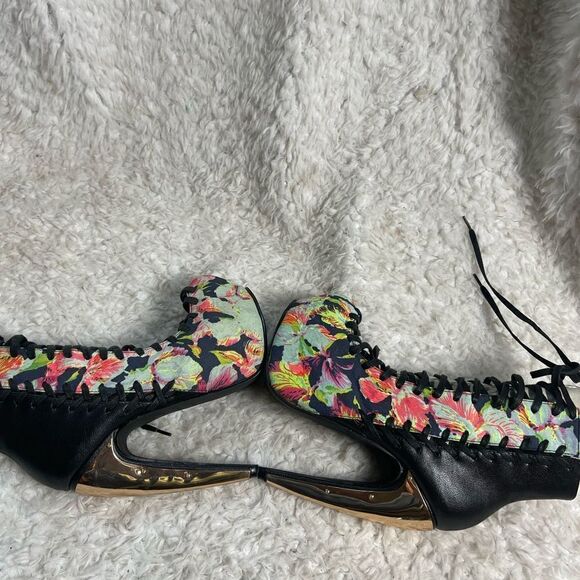 Privilege Stayhigh Floral multi color lace up hidden platform ankle boots size6 - Picture 9 of 14